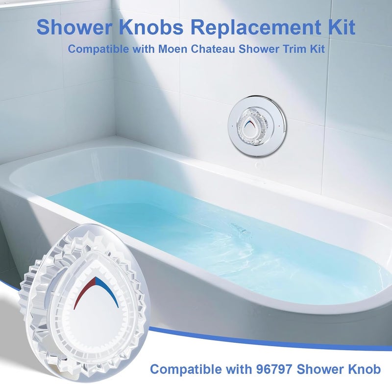 Coolfell 2 Pack 96797 Shower Handle Replacement, Compatible with Moen Chateau Shower Trim Kit for 1225 Cartridge, Shower Knob Replacement, for Bathroom Tub and Shower, Include Screws - Image 3